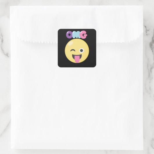 OMG Emoji Vierkante Sticker (Tas)