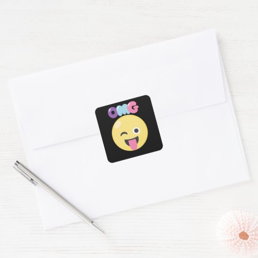 OMG Emoji Vierkante Sticker (Envelop)