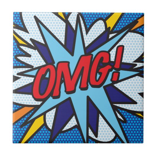 OMG Fun Retro Comic Book Pop Art Tegeltje (Voorkant)