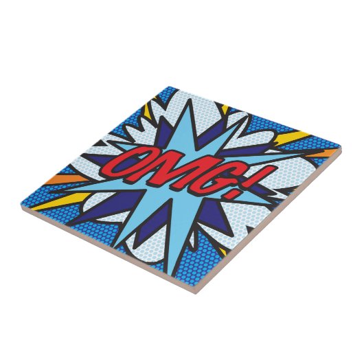 OMG Fun Retro Comic Book Pop Art Tegeltje (Zijkant)