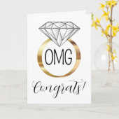 OMG Gefeliciteerd Gold Diamond Verloving Ring Kaart (Gele Bloem)
