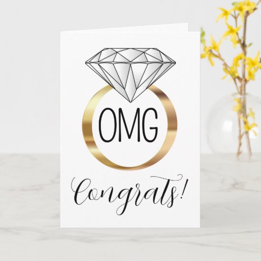OMG Gefeliciteerd Gold Diamond Verloving Ring Kaart (Gele Bloem)