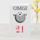 OMG Grappige 21e Verjaardag Kaart (Gele Bloem)