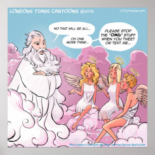 OMG Grappige Sociale Media Cartoon Poster