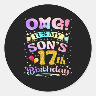 Omg het is de 17e verjaardag van mijn zoon Gefelic Ronde Sticker