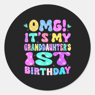 Omg het is de 1e verjaardag van mijn kleindochter ronde sticker