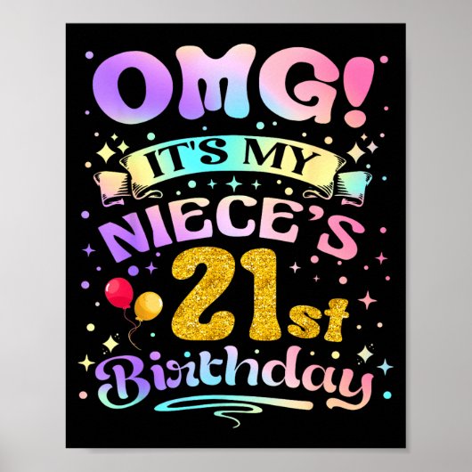 Omg het is de 21e verjaardag van mijn nicht Verjaa Poster (Voorkant)