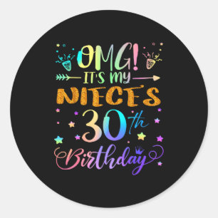 Omg het is de 30e verjaardag van mijn nicht Schatt Ronde Sticker