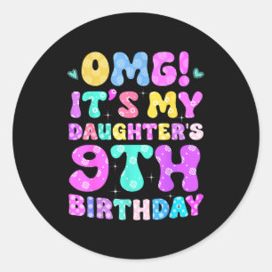 Omg het is de 9e verjaardag van mijn dochter Bloem Ronde Sticker