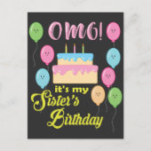 OMG Het is de verjaardagsfeest van mijn Zus Briefkaart (Voorkant)