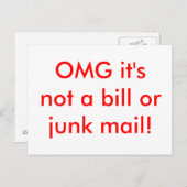 OMG, het is geen rekening of junk mail! Briefkaart (Voorkant / Achterkant)