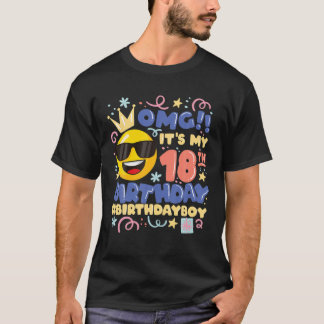 Omg! Het is mijn 18e verjaardag jongen Emoticon 18 T-shirt
