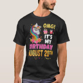 OMG Het is mijn verjaardag 20 augustus 20 Eenhoorn T-shirt (Voorkant)