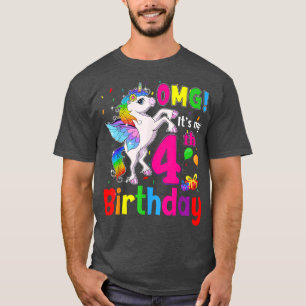 OMG Het is mijn vierde geboorte meisjes Unicorn 4  T-shirt