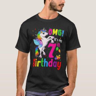 Omg het is mijn zevende geboorte meisjes Unicorn 7 T-shirt