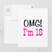 OMG Ik ben 18 (roze) Briefkaart (Voorkant / Achterkant)