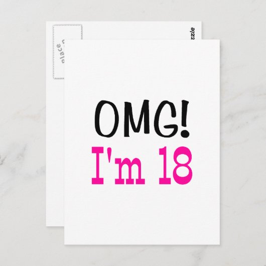 OMG Ik ben 18 (roze) Briefkaart (Voorkant / Achterkant)