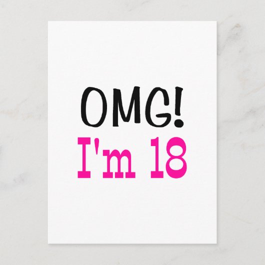 OMG Ik ben 18 (roze) Briefkaart (Voorkant)