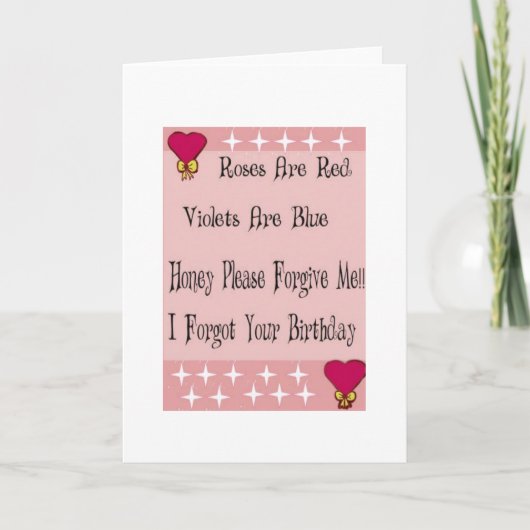 OMG! Ik ben je verjaardag vergeten Kaart (Voorkant)