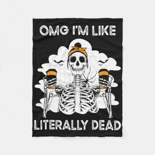 OMG Ik ben letterlijk Dead Skeleton Coffee Hallow Fleece Deken (Voorkant)