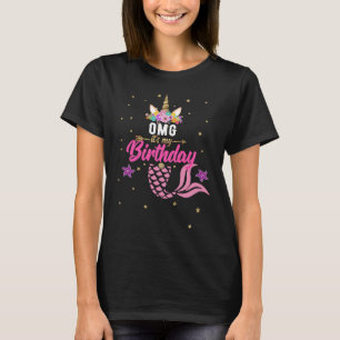 OMG is mijn verjaardag meisje eenhoorn mama zeemee T-shirt