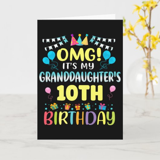 Omg Its My Granddaughters 10th Birthday Sweet 10 Y Kaart (Gele Bloem)