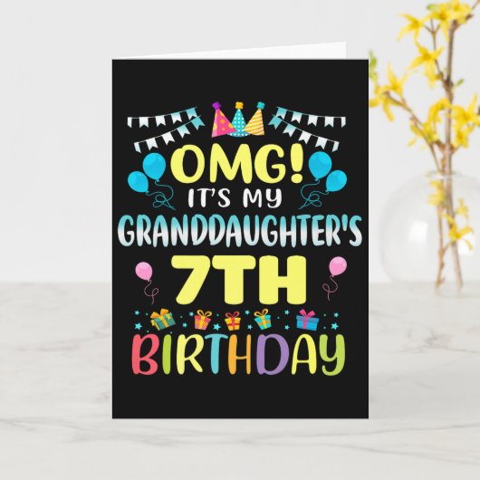 Omg Its My Granddaughters 7th Birthday Sweet 7 Yea Kaart (Gele Bloem)
