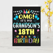 Omg Its My Grandsons 18th Birthday Sweet 18 Years  Kaart (Gele Bloem)