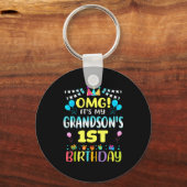 Omg Its My Grandsons 1st Birthday Sweet 1 Year Old Sleutelhanger (Voorkant)