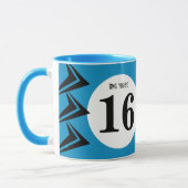 OMG je bent 16 monogram blauw en zwart Mok (Links)