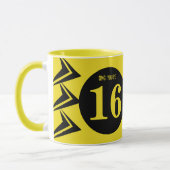 OMG je bent 16 monogram, geel en zwart Mok (Links)