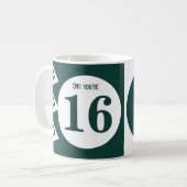 OMG je bent 16 monogram naam groen en wit Koffiemok (Voorkant links)