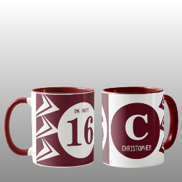 OMG je bent 16 monogram naam maroon en wit Mok