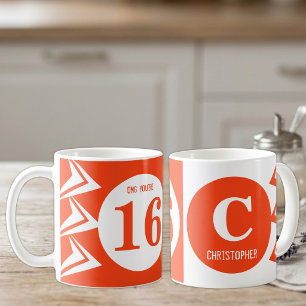 OMG je bent 16 monogram naam oranje en wit Koffiemok
