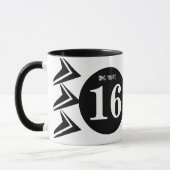 OMG je bent 16 monogram wit en zwart Mok (Links)