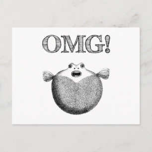 OMG! Leuk & Grappig Blowfish Illustratie Briefkaar Briefkaart
