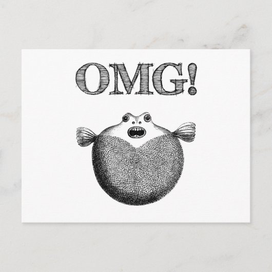 OMG! Leuk & Grappig Blowfish Illustratie Briefkaar Briefkaart (Voorkant)