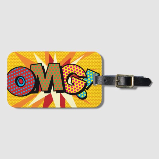 OMG Leuk Retro Stripboek Pop Art Bagagelabel (Voorkant (horizontaal))