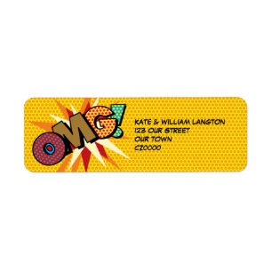 OMG Leuke Retro Stripboek Pop Art Adres Etiket