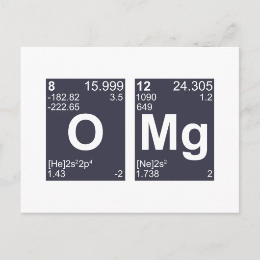 OMG Mijn God Periodic Table Elements Briefkaart (Voorkant)