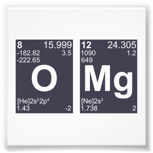 OMG Mijn God Periodic Table Elements Foto Afdruk (Voorkant)