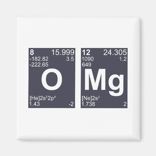 OMG Mijn God Periodic Table Elements Magneet (Voorkant)