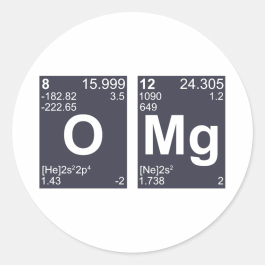 OMG Mijn God Periodic Table Elements Ronde Sticker (Voorkant)