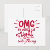 OMG Mijn moeder had gelijk over alles wat Moederda Briefkaart (Voorkant / Achterkant)