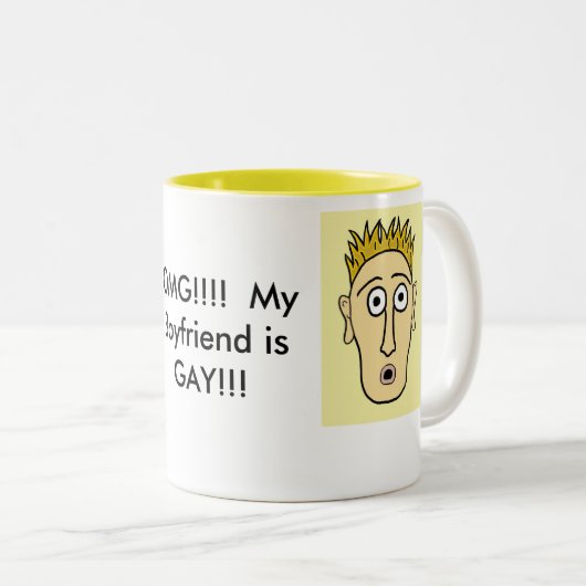OMG - Mijn vriend is Gay Tweekleurige Koffiemok (Voorkant rechts)
