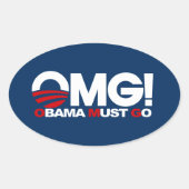 OMG! Obama moet gaan Ovale Sticker (Voorkant)