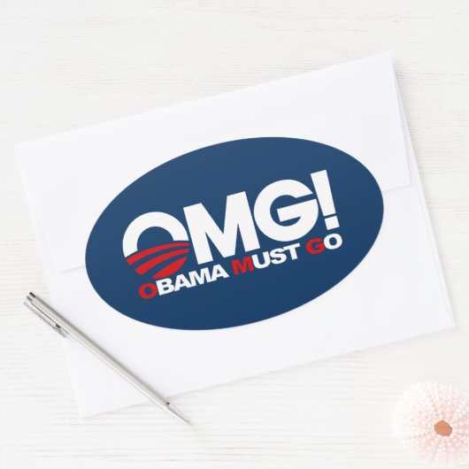 OMG! Obama moet gaan Ovale Sticker (Envelop)