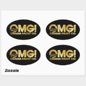 OMG! Obama moet weg (goud) Ovale Sticker (Vel)