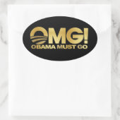 OMG! Obama moet weg (goud) Ovale Sticker (Tas)
