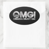 OMG! Obama moet weg (zilver) Ovale Sticker (Tas)